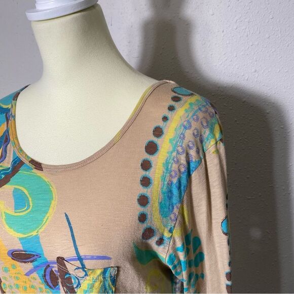 Fresh Produce Rio Long Sleeve Colorful Asymmetrical Tunic Top Women's Size M - Picture 4 of 14
